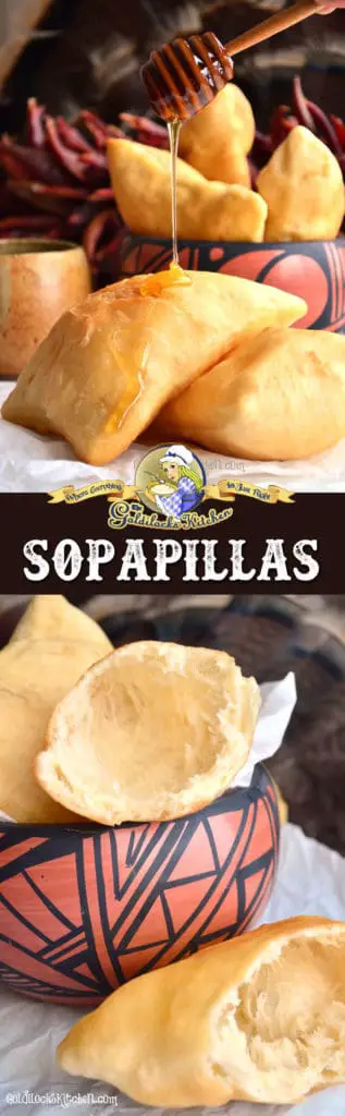 Recipe for the Iconic fried Sopapillas (Sopaipillas) of New Mexico. Puffy, golden and hollow they are perfect with honey or stuffed with meat/beans. - The Goldilocks Kitchen