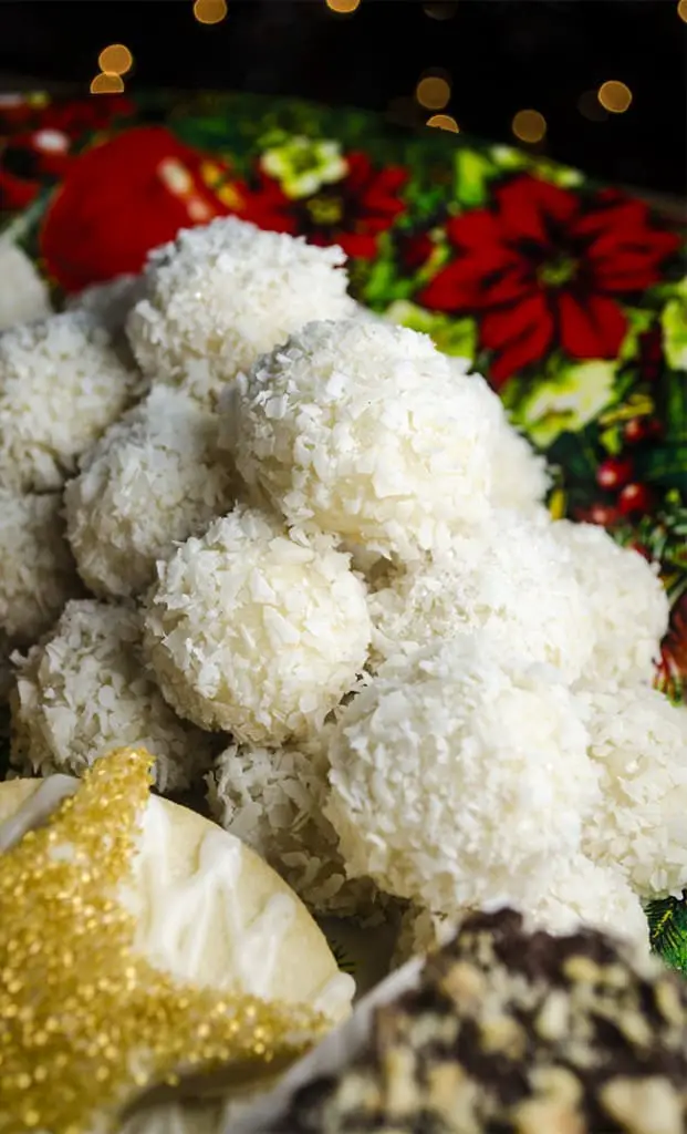 Coconut-Lime Snowballs with other Christmas Cookies