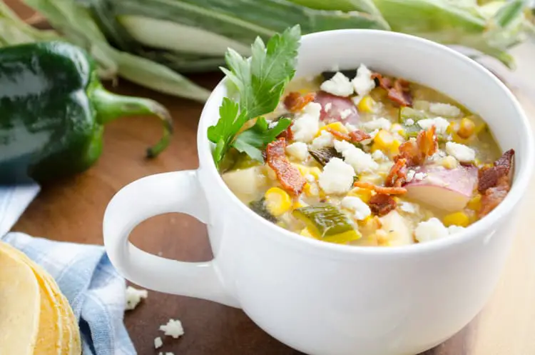 Roasted Corn And Poblano Chowder Close UP