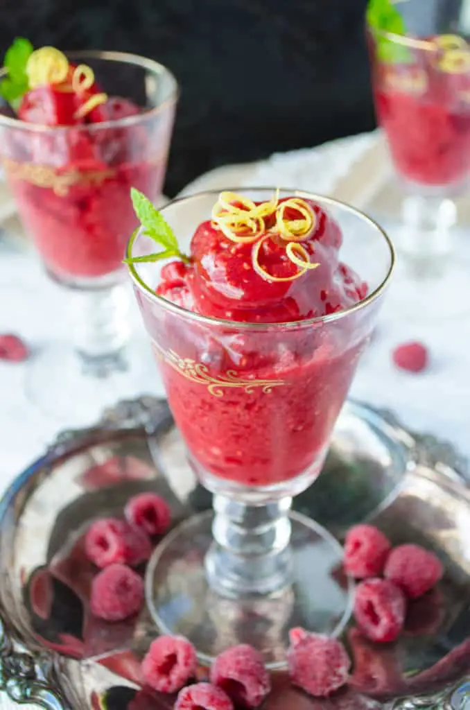 Simple and Healthy Raspberry Sorbet- The Goldilocks Kitchen