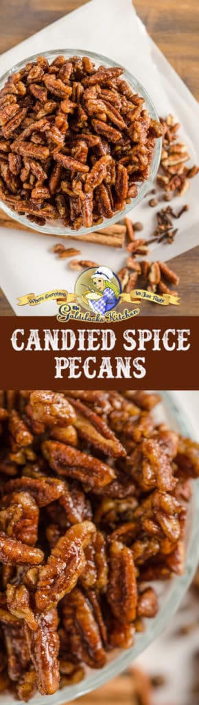 Candied Spice Pecans taste like Christmas morning with their sweet toffee like coating and hints of winter spices. Add a sweet crunch to salads, charcuterie boards, or bowls of ice cream.