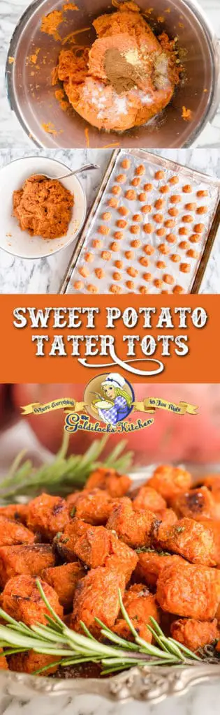 Delicious cute little packets of nutrition, homemade Sweet Potato Tots are a fun way to get your kids involved in eating healthy. (Plus grown ups love them too!)