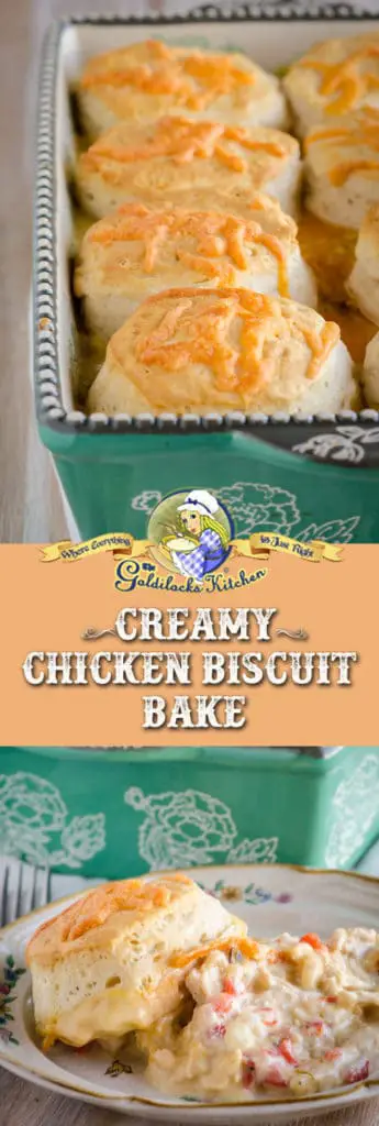 You'll love making Creamy Chicken Biscuit Bake because it's such an easy weeknight dinner your family! Enjoy it in as little as 40 minutes from start to finish when you already have cooked shredded chicken on hand.
