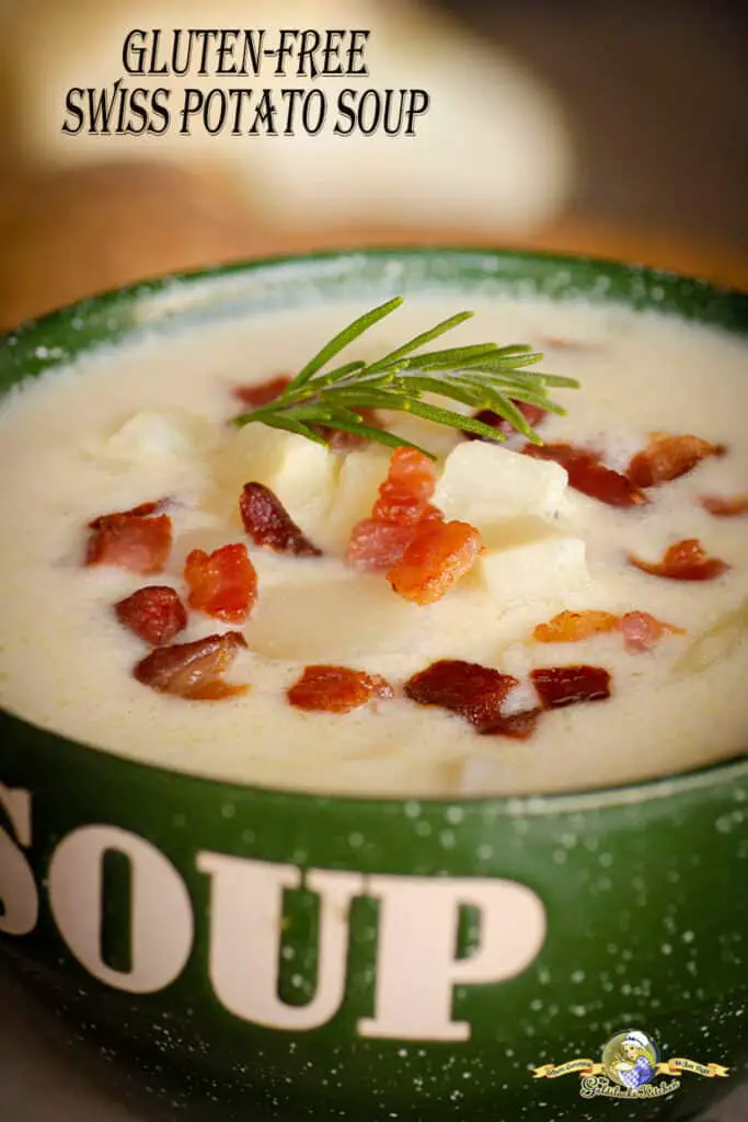 Looking for gluten-free dinner ideas? Try Gluten-free Swiss Potato Soup from The Goldilocks Kitchen; it's a rustic yet delicious soup that comes together quickly with a rich satisfying taste everyone will love. 