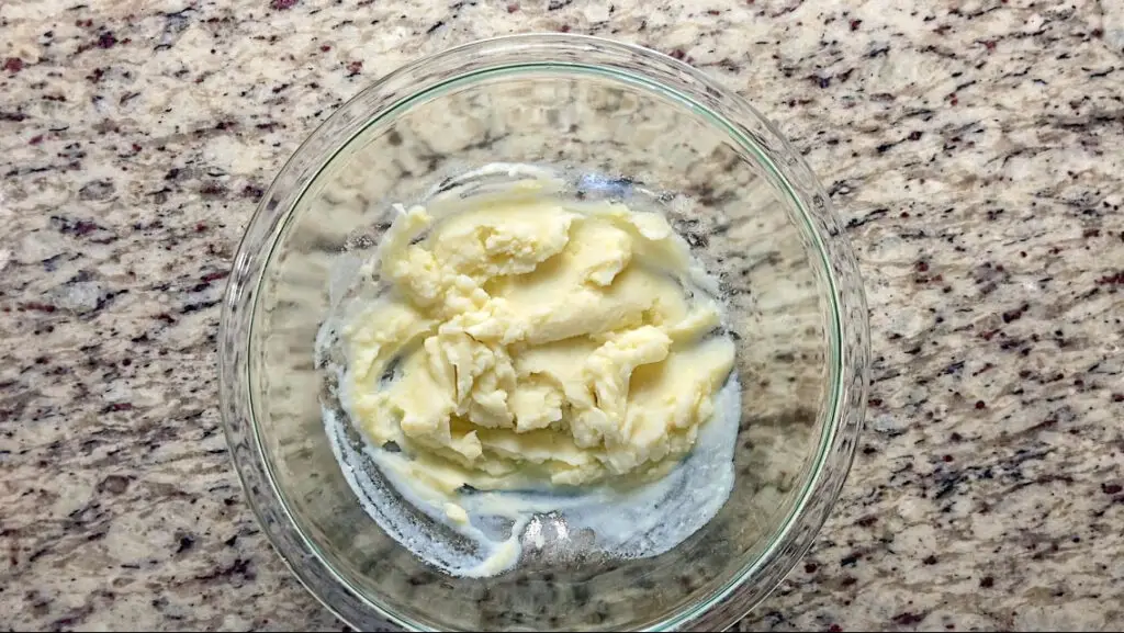 Instant mashed potatoes are ready to be added to a bread recipe.
