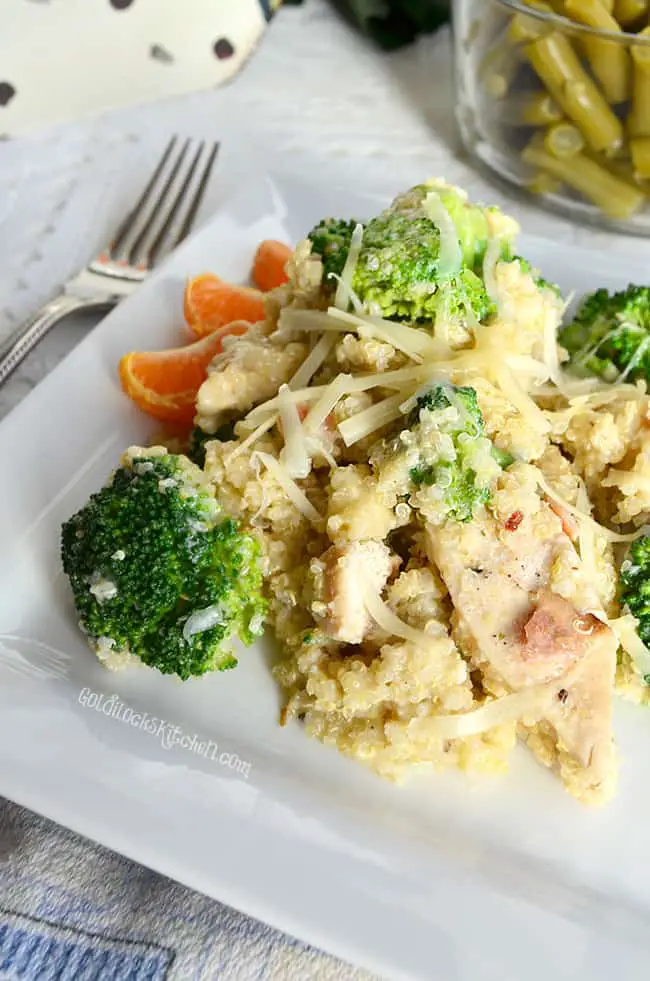 Baked Quinoa Casserole with Chicken and Broccoli