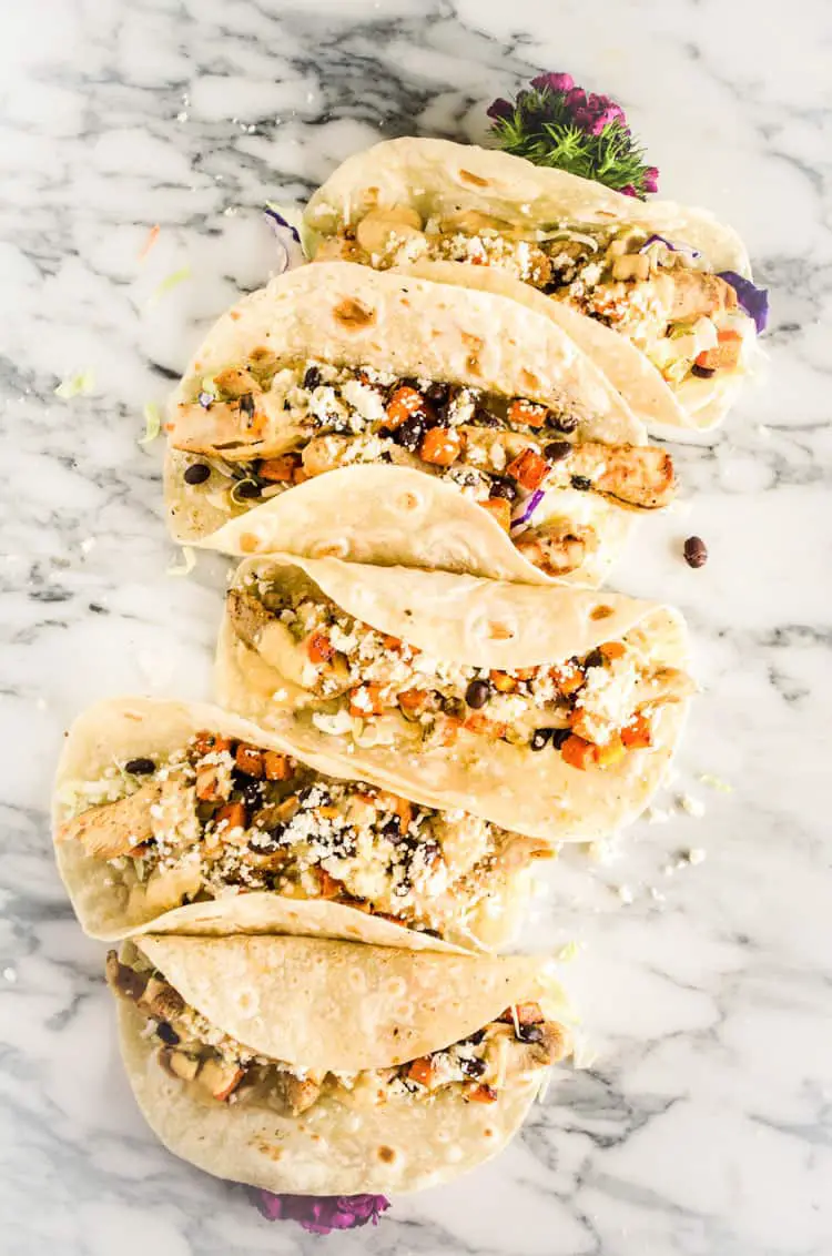 Grilled Chicken Tacos with Green Chile Cream Sauce