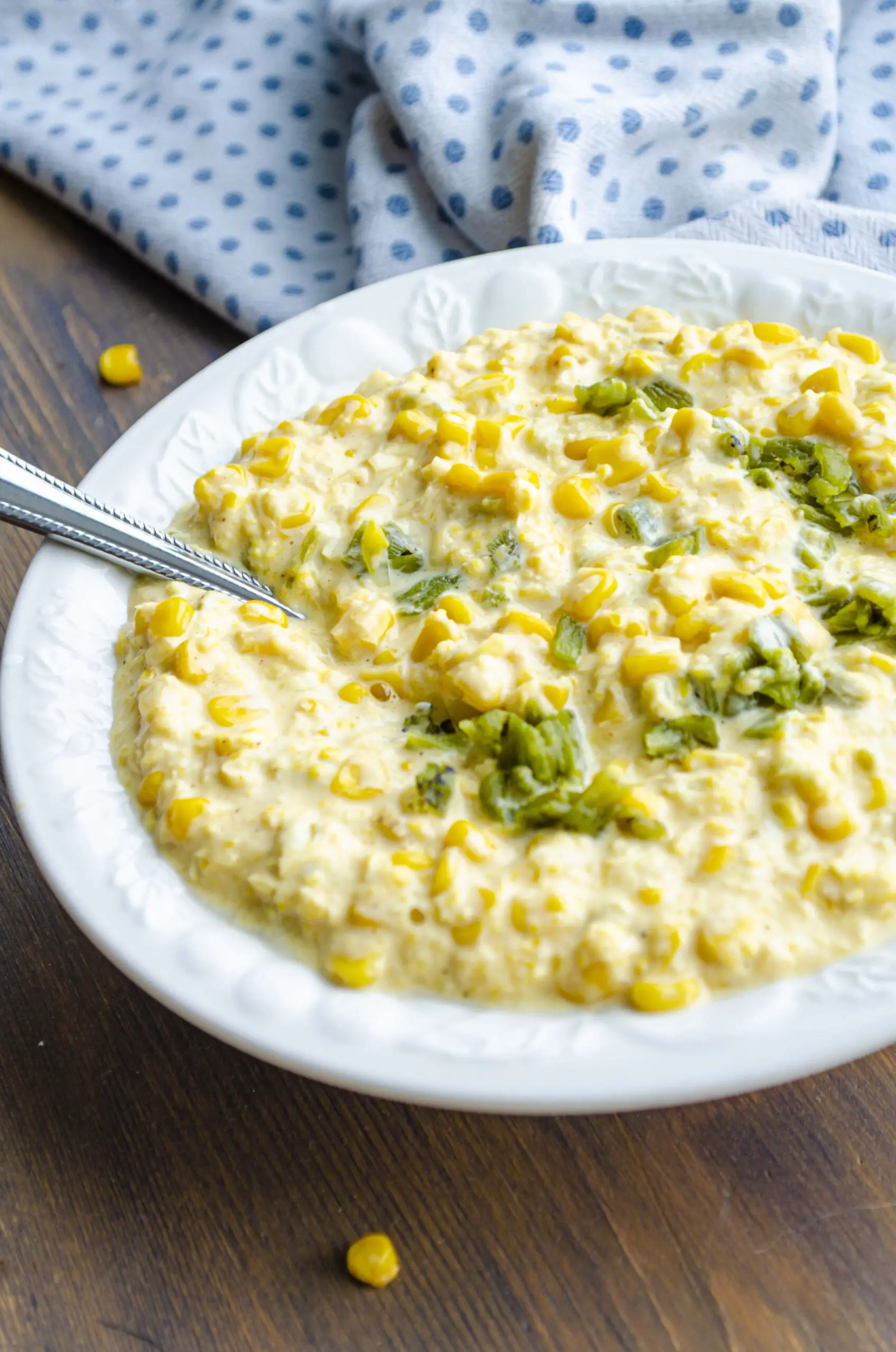 Creamed Corn with Green Chile, Cream Cheese and Honey